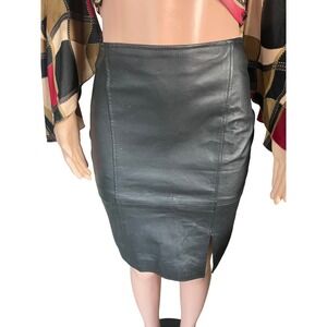 KC Originals Black Leather Pencil Skirt‎ 8 High Waist Classic Chic Closet Staple